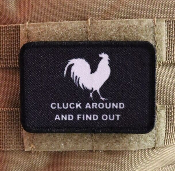Cluck around and find out funny meme 2"x3" hook & loop tactical morale patch