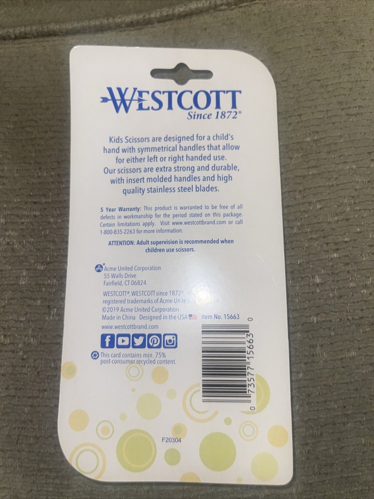 Westcott Preschool Training Scissors, 5in