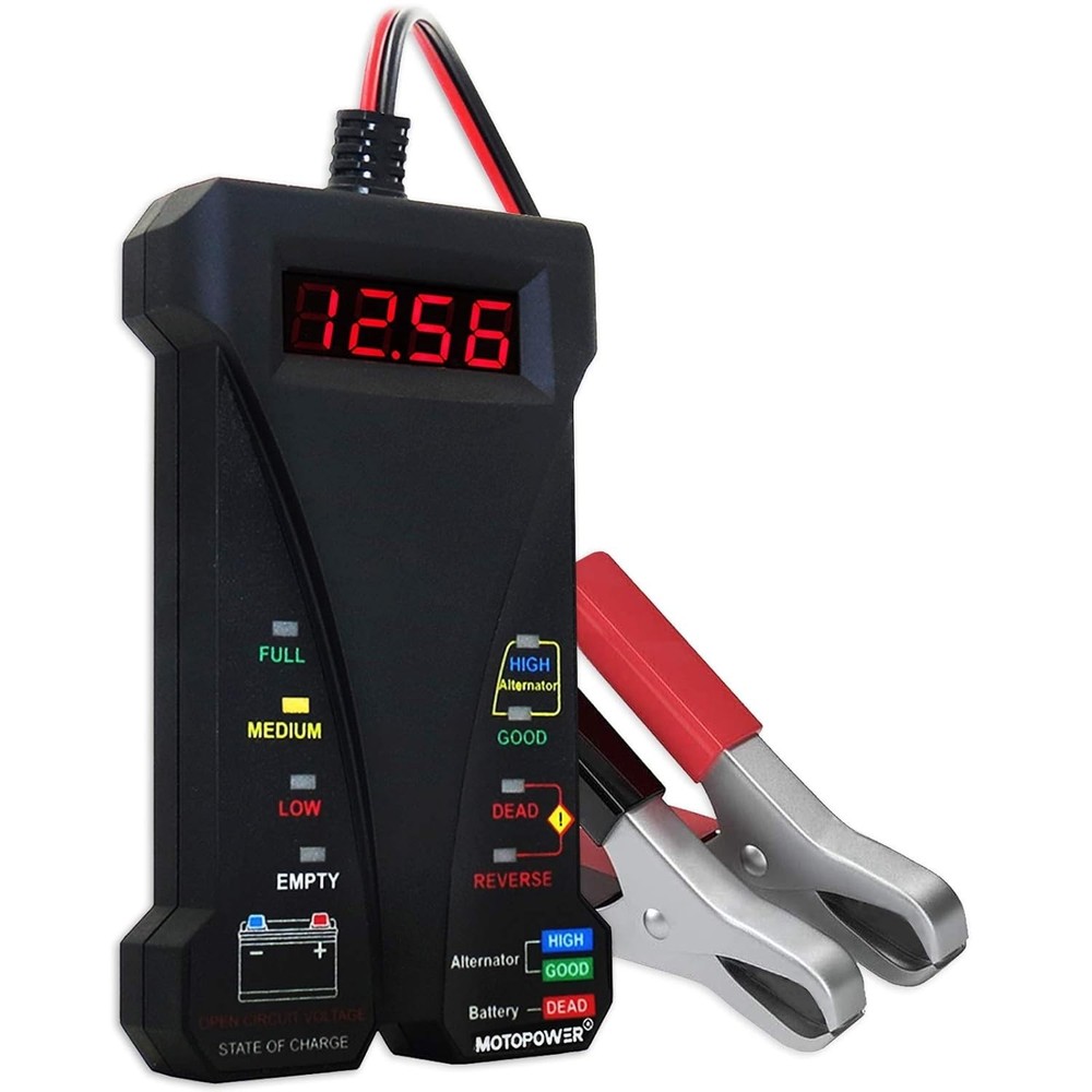 Versatile 12V Charging System Analyzer with LCD Display - Durable Rubber Finish