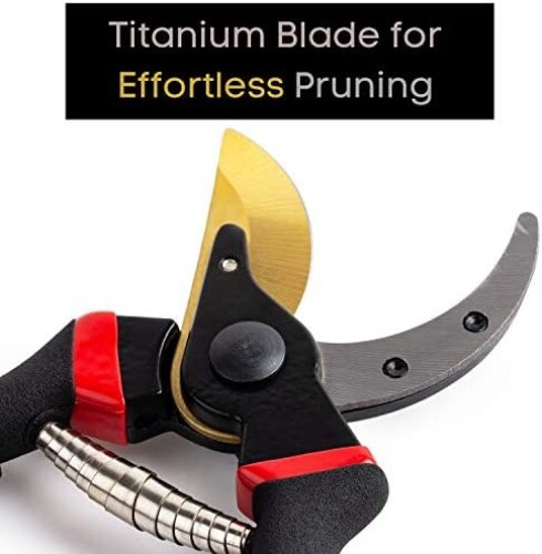 Pruning Shears, Garden Shears, 8" Professional, Titanium Blade, Garden Scissors,