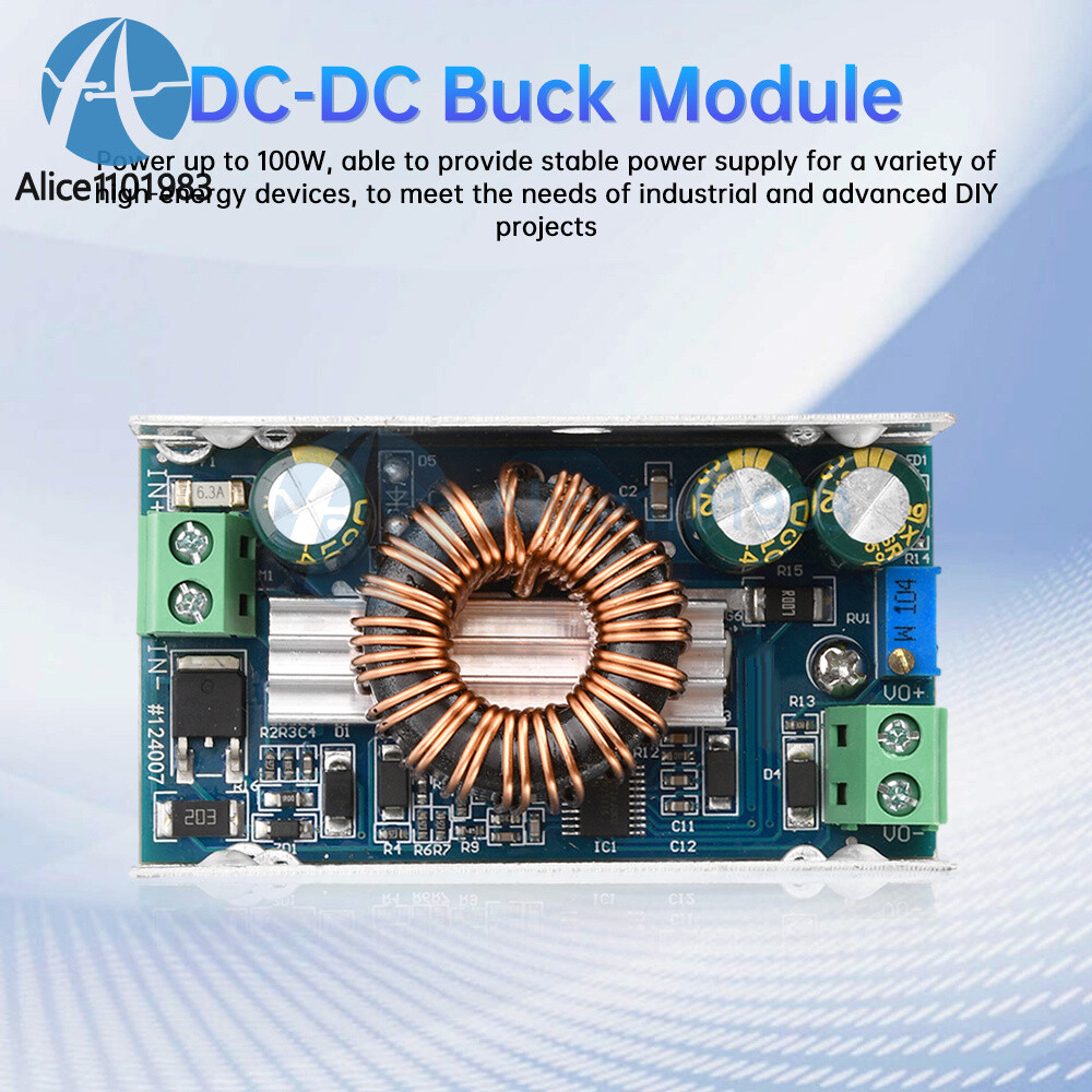 100W 6A DC-DC Buck Module Adjustable Step-Down Power Module 10-90V to 1.5-60V