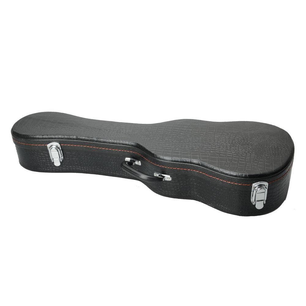 Glarry 26" Tenor Black Protable Leather Hard Shell Ukulele Case