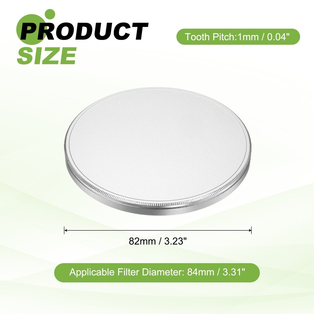 82mm Metal Lens Cap Universal Lens Filter Stack Cap Slim Stack Silver