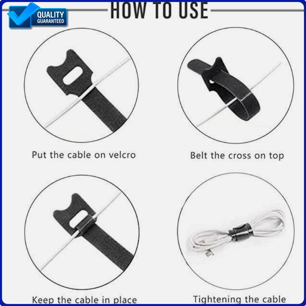 Hook and Loop Cable Ties Magic Cords Organiser Reusable Strap Tidy Grip