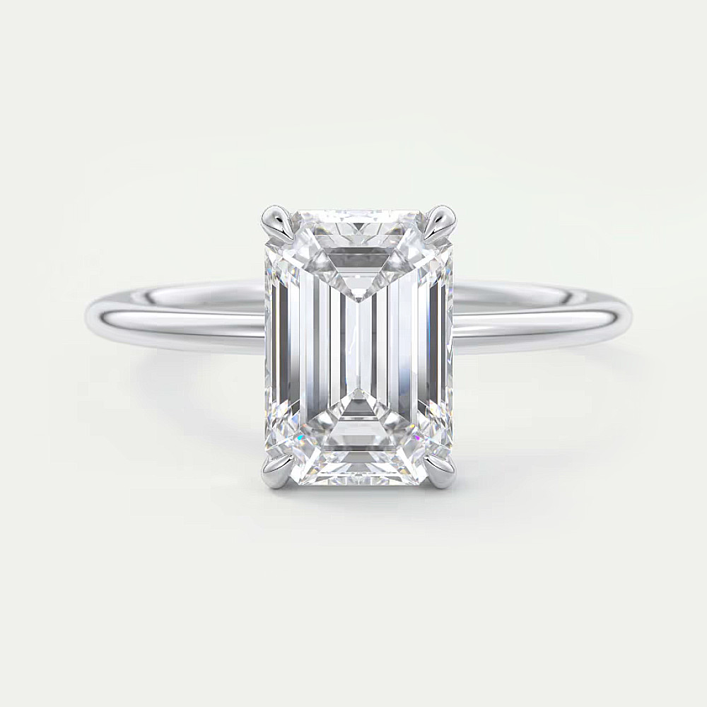 Semi Mount Emerald Cut Setting Engagement Ring 950 Platinum E F VS