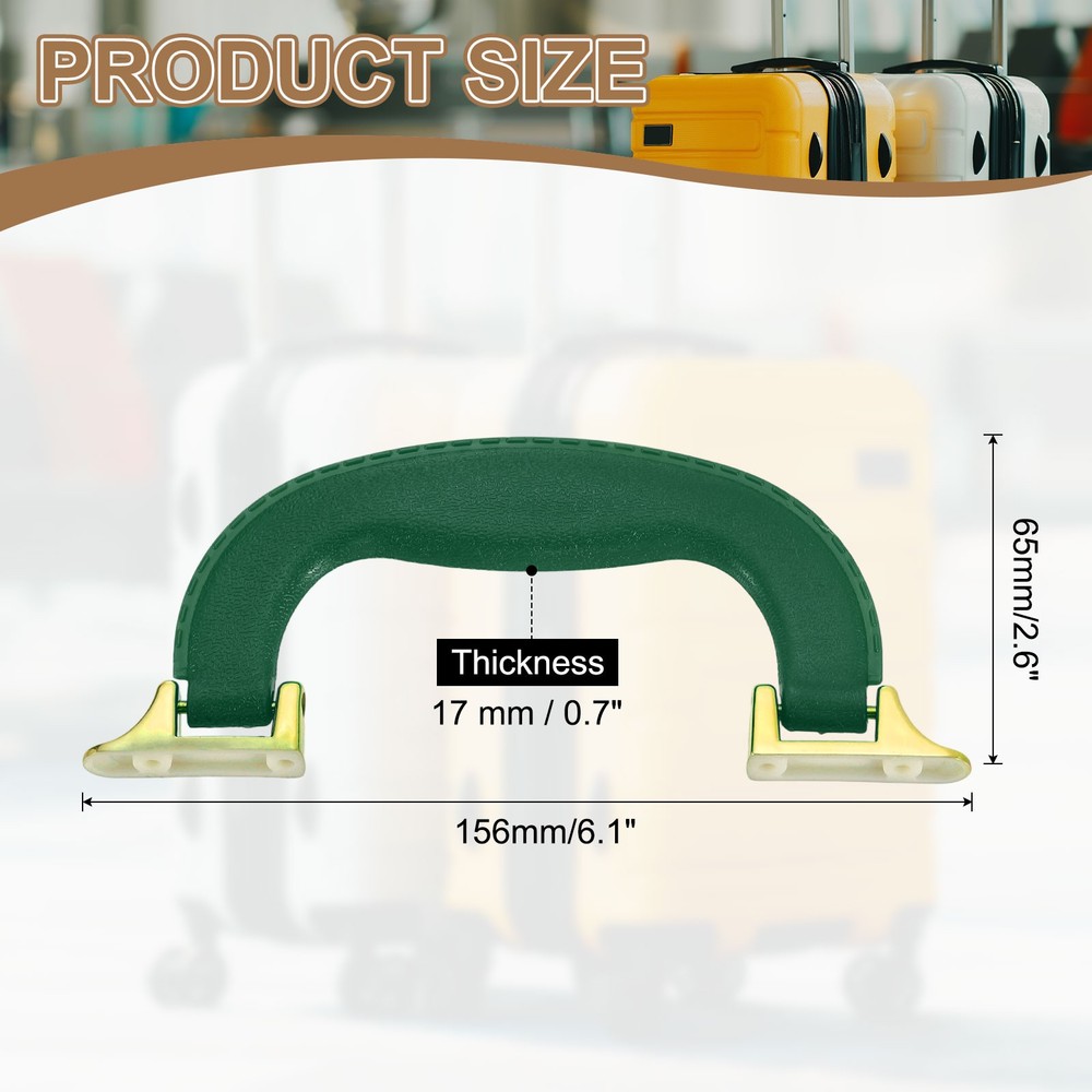 2Pcs Luggage Handle Plastic Pull Handle Grip Replacement with Screws Teal