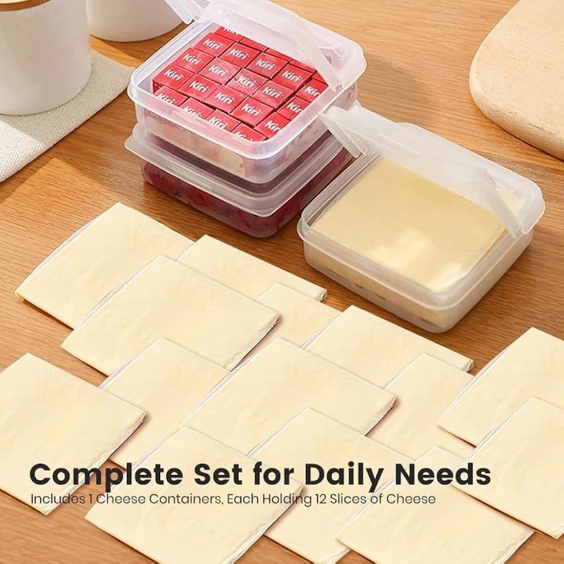 Durable Stackable Cheese Container W/ Flip Lid Food Storage Organizer 12 Slices