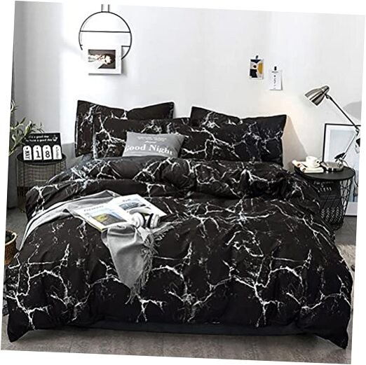 Bedding Set - Full 3 Pcs Comforter Set - Includes Full(80''*90'') Black Marble