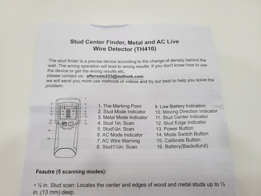 JAXWQ Stud Finder Wall Scanner model: TH410