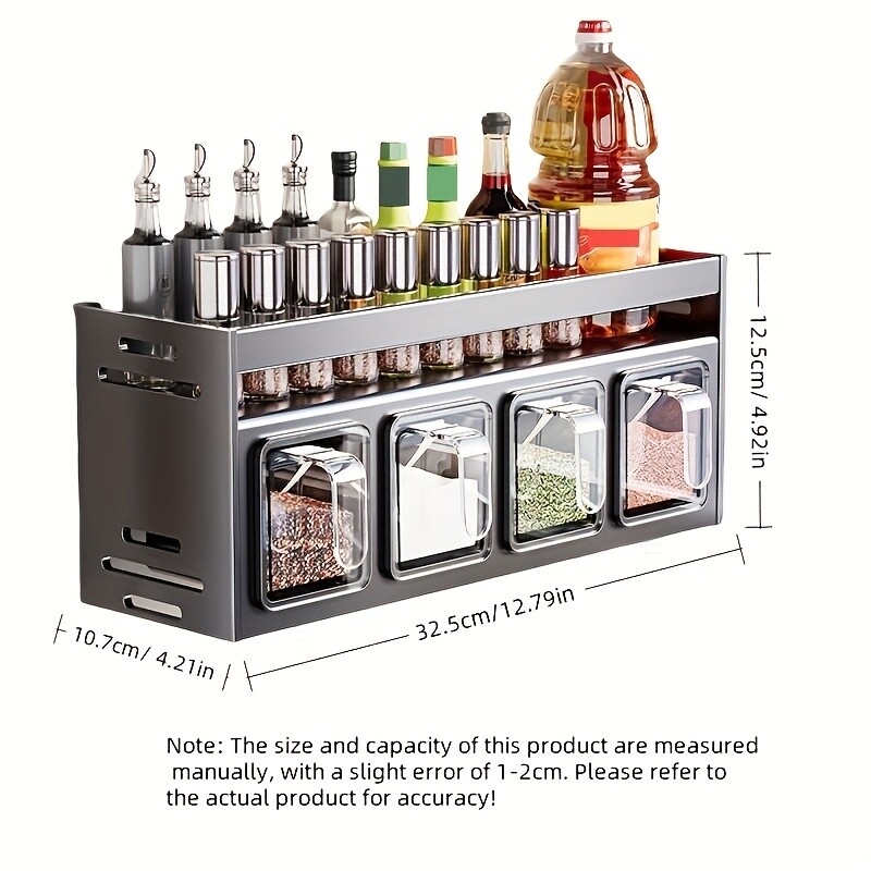 Wall Mounted Aluminum Spice Storage Kit with Containers