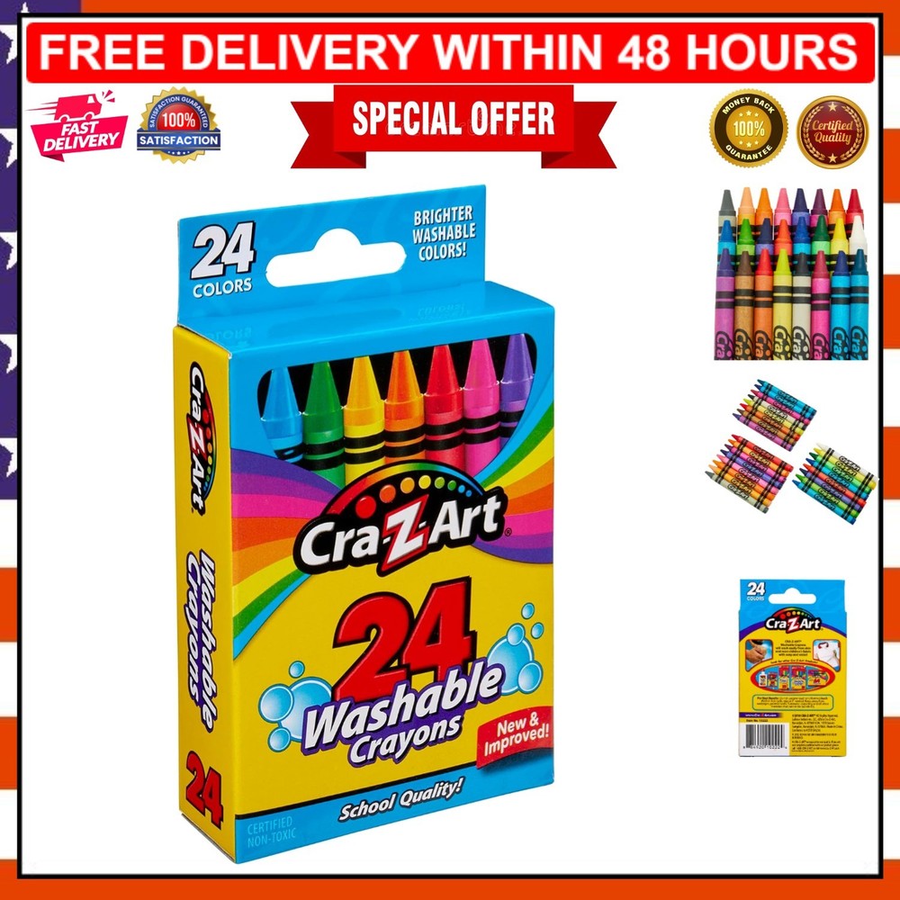 Durable 24 Count Washable Crayons - Smooth Application for Young Artists