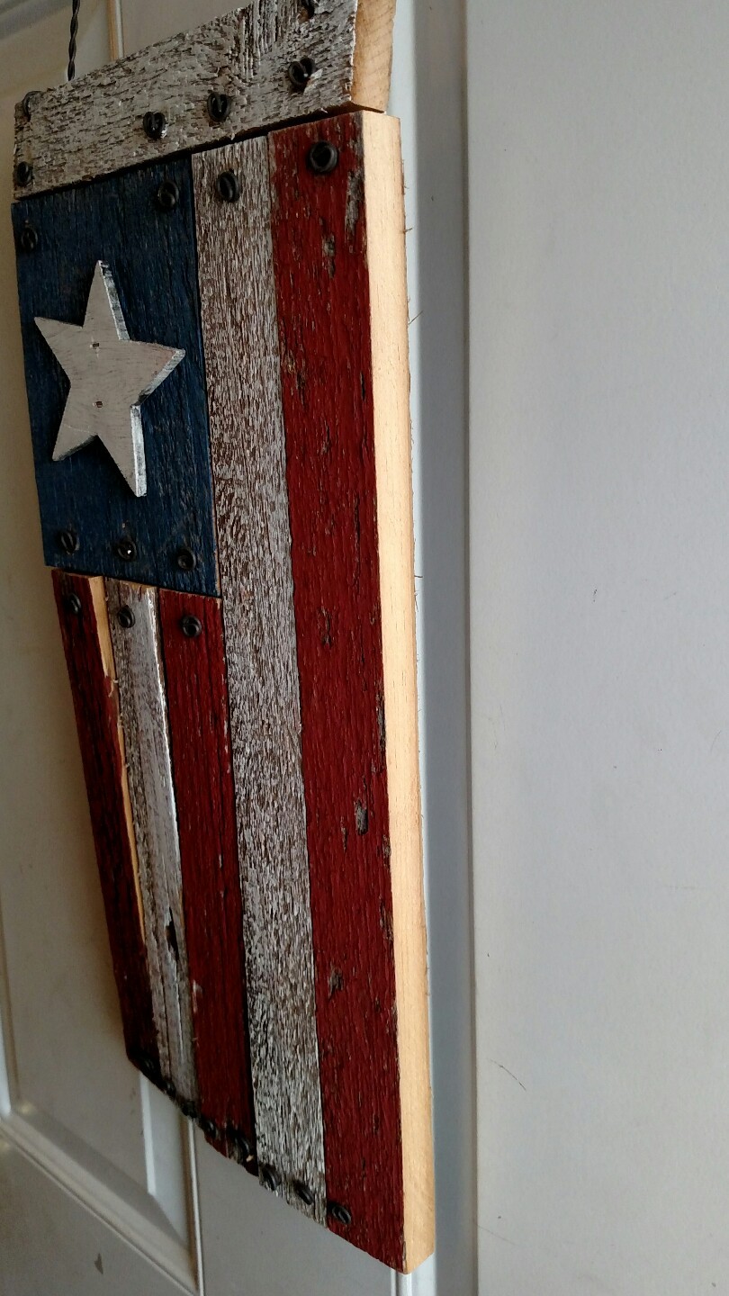 Americana Flag Painted on Barn Wood Wall door decor