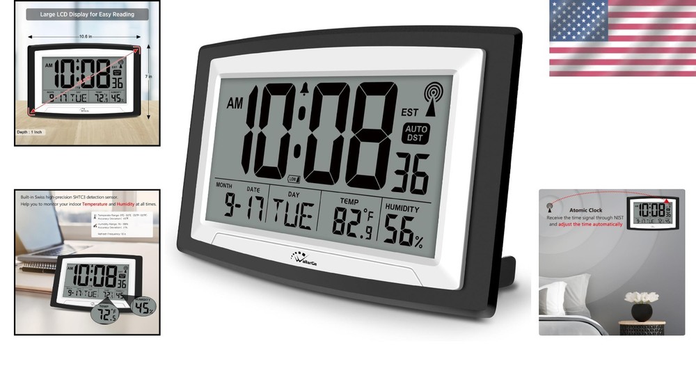 Atomic Digital Clock Auto Set with Temperature and Humidity