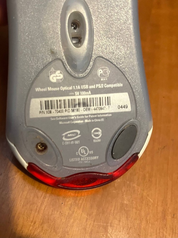 Vintage Microsoft USB Computer Mouse White Functional