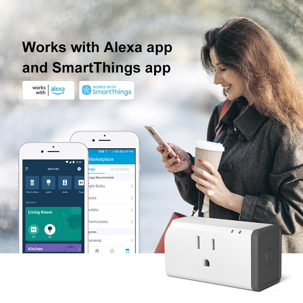 2-4-Pack SONOFF Zigbee Smart Plug 15A 1800W Works with Alexa & SmartThings Hub