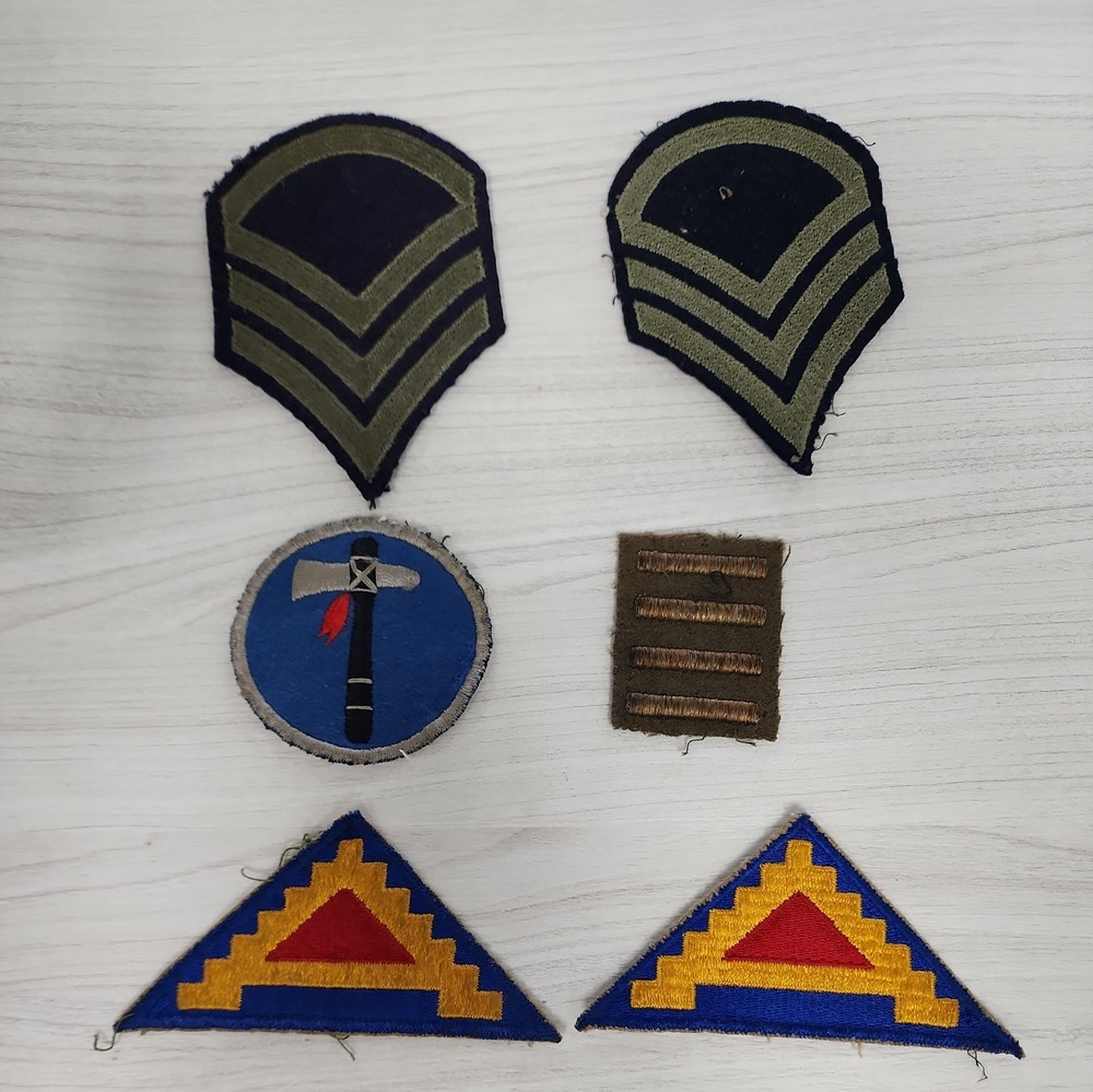 Two WW2 US 7th Army Seven Steps to Hell Patch One 19th Corps Tomahawk plus more