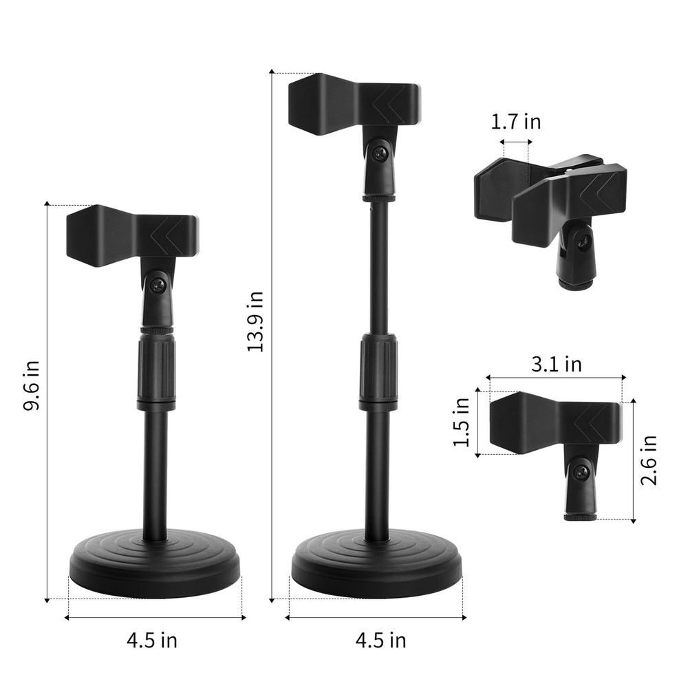 Desk Mic Stand - Upgraded Adjustable Table Microphone with M, Black