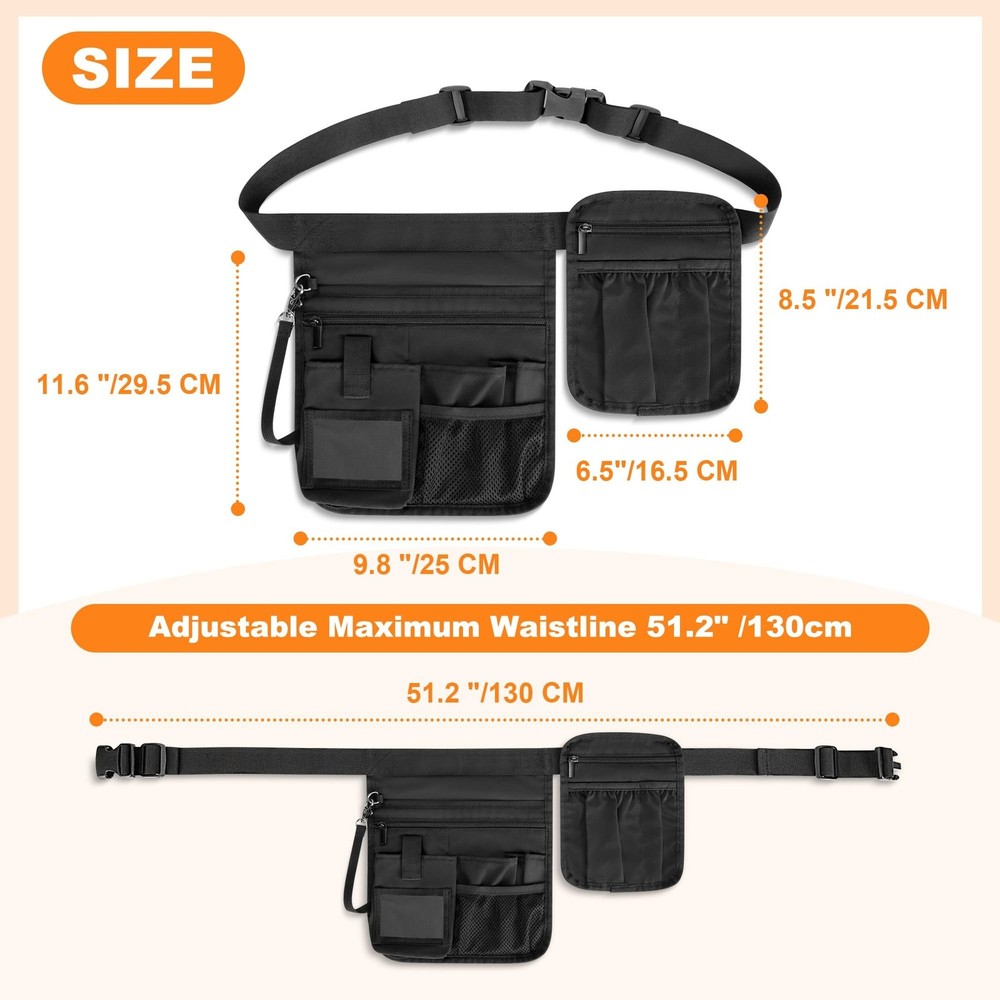 Waitress Server Apron with Extra Removable Pouch, Server Waist Pouch with Adj...