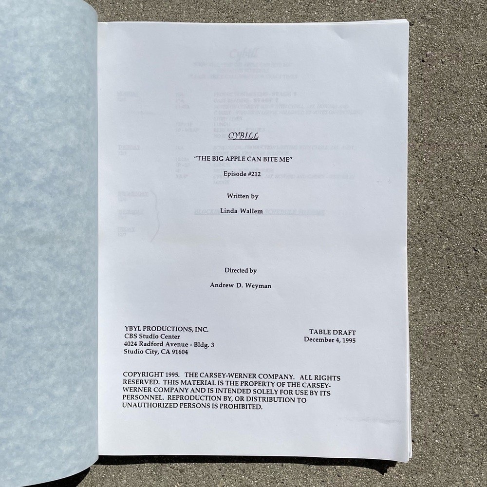 CYBILL 1995 TV Series SET Production Used Scripts Table Final Revised Drafts