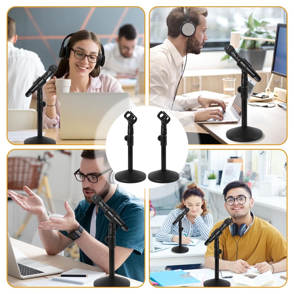 2 Sets Adjustable Desktop Mic Stand tabletop Mic Stand microphone desk stands...