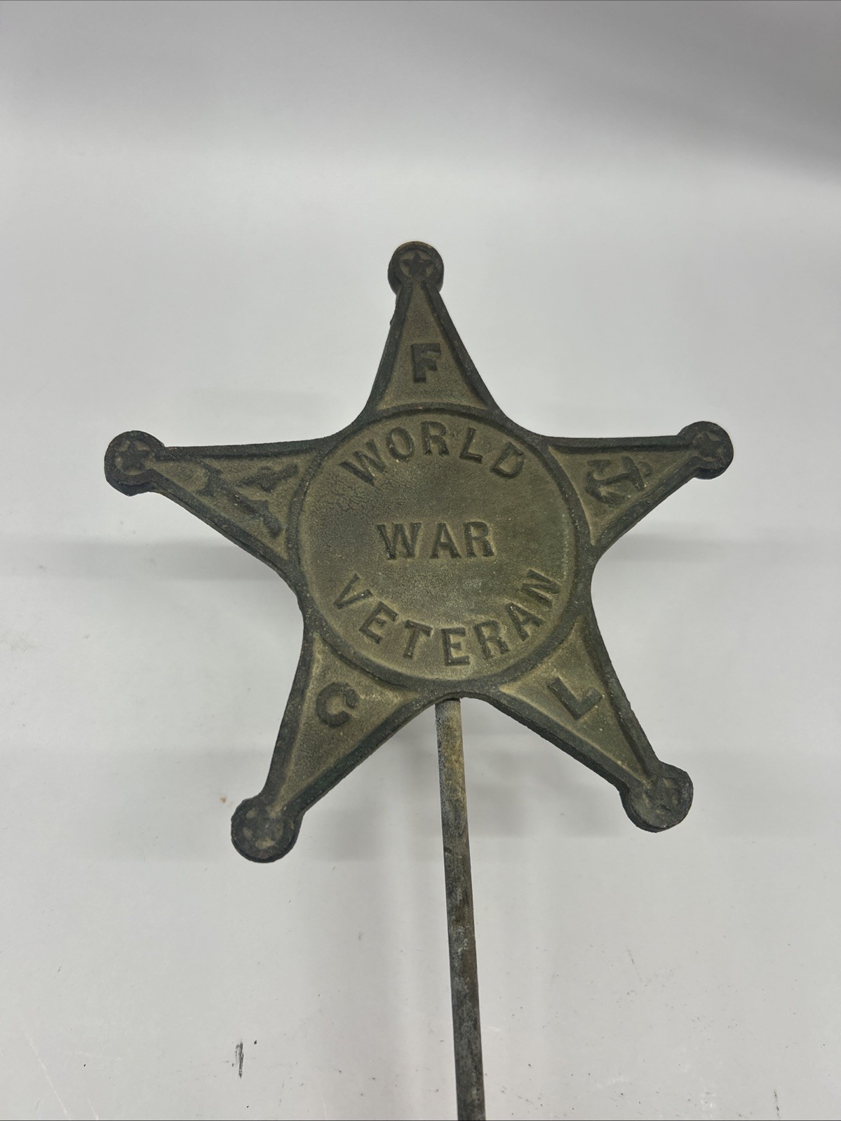 Vintage World War Veteran United States Army Cemetery Grave Marker Sign