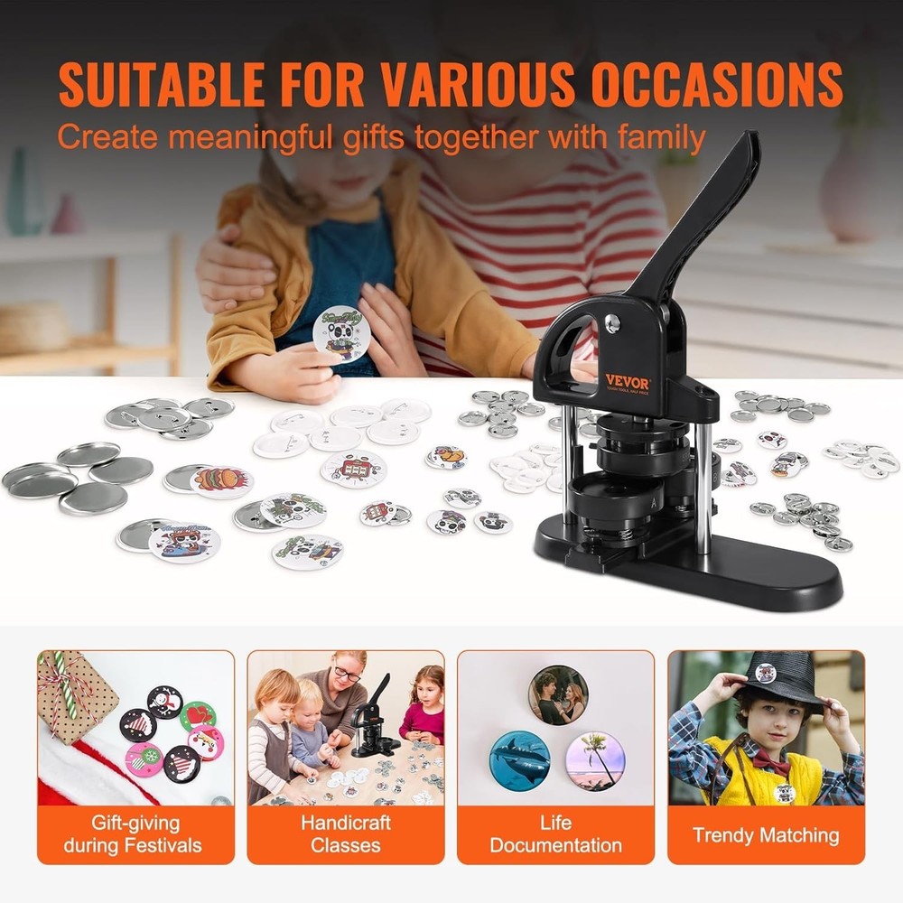 DIY Button Maker Machine - 300 Parts, User-Friendly Design & Panda Magic Book