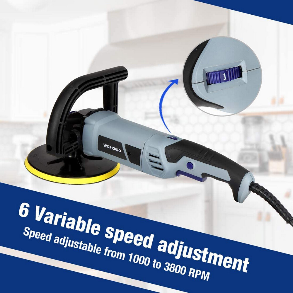 WORKPRO Electric 6 Variable Speed Car Polisher Buffer Waxer Sander Kit w/Pad NEW
