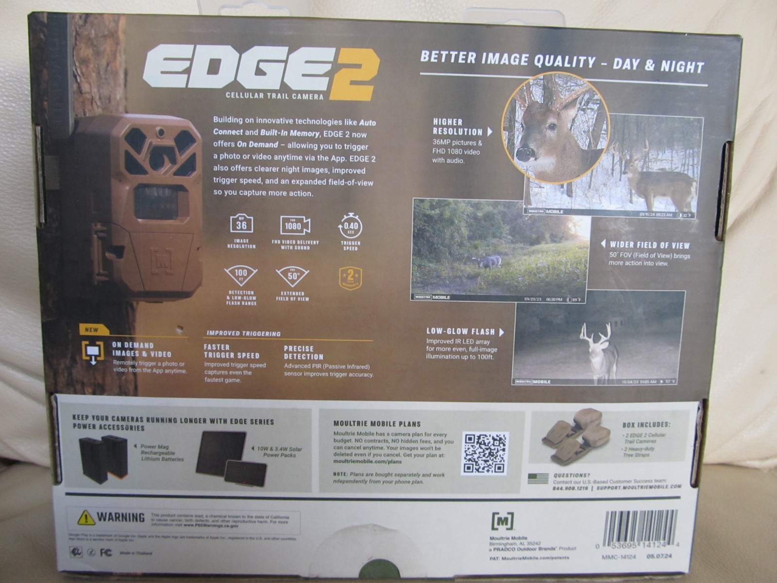 Moultrie Mobile Edge 2 Cellular Trail Camera Beige, NEW IN BOX-2 PACK KIT
