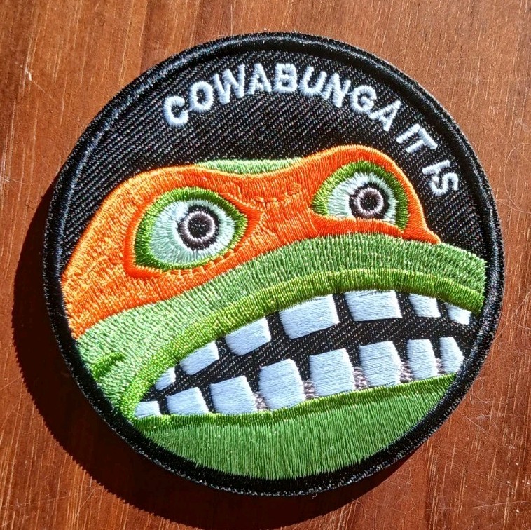 COWABUNGA Ninja Turtle Funny Tactical Morale Patch Hook and Loop TMNT Weird