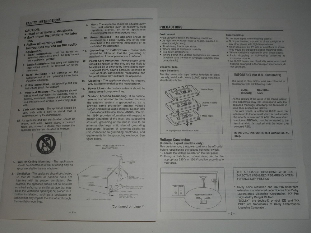 TEAC W-525R Owner's Manual & Specifications Double Auto Reverse Cassette Deck