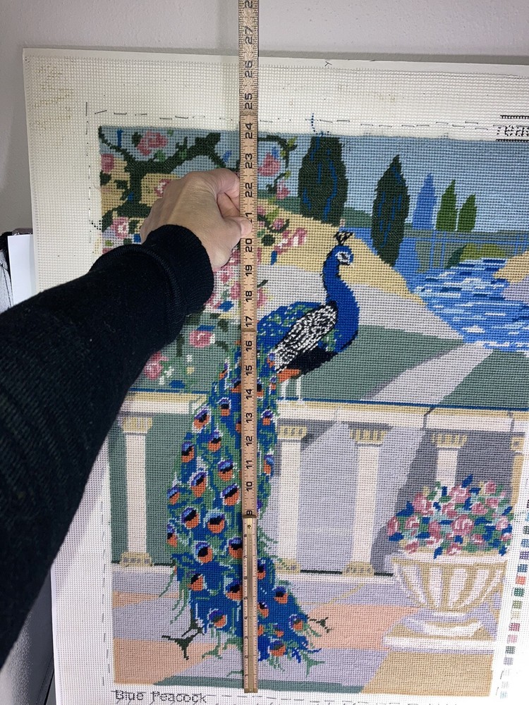 Needlework Peacock Scene Stunning And Large Complete Yarn