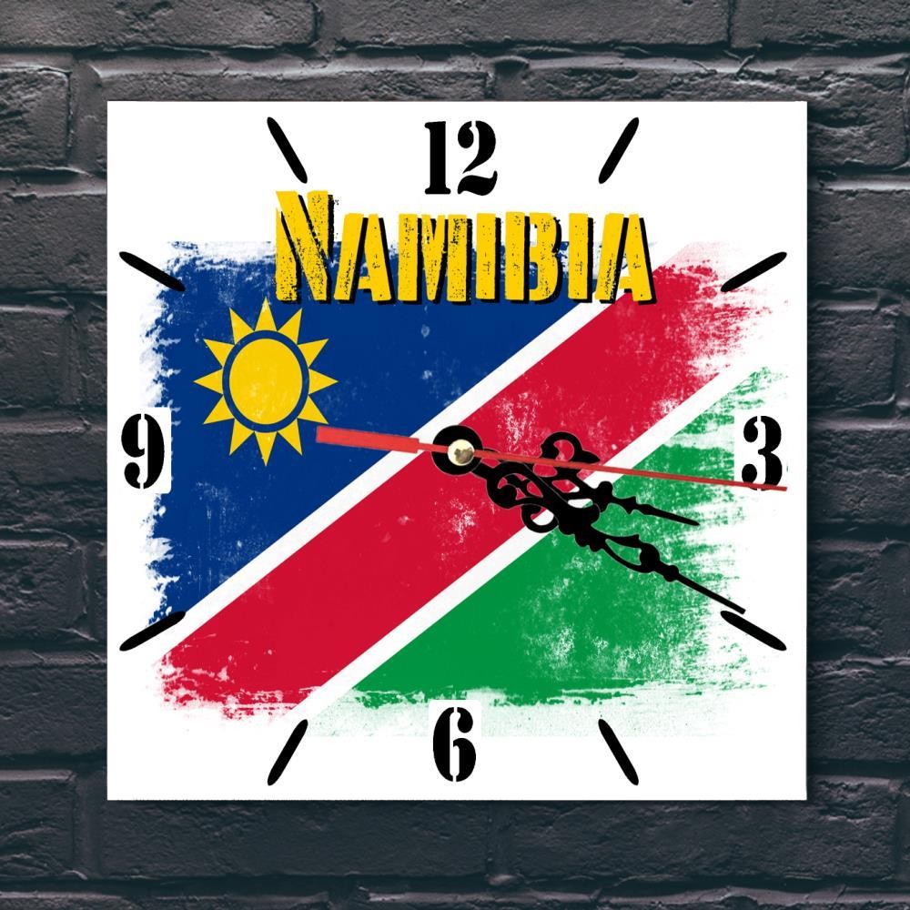 Namibia Flag Wall clock patriots CERAMIC Tile Watch Support Décor