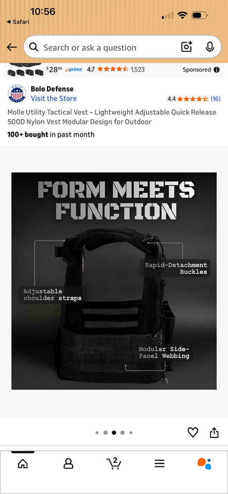 Tactical Utility Vest – Lightweight Adjustable Quick Release Gear 500D Nyl