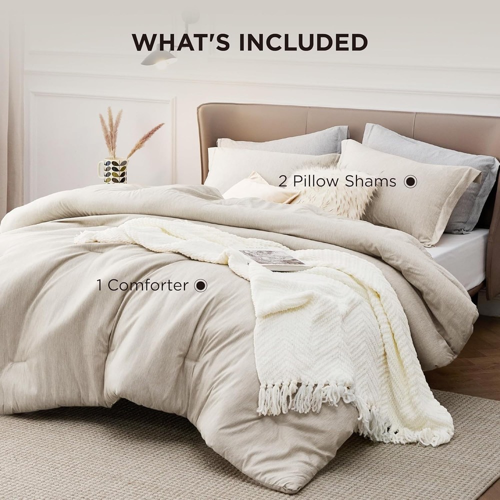 Queen Comforter Set - Beige Size, Queen