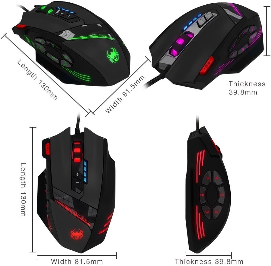 High-Performance C12 Gaming Mouse with 12 Buttons & Double-Speed Adjustment