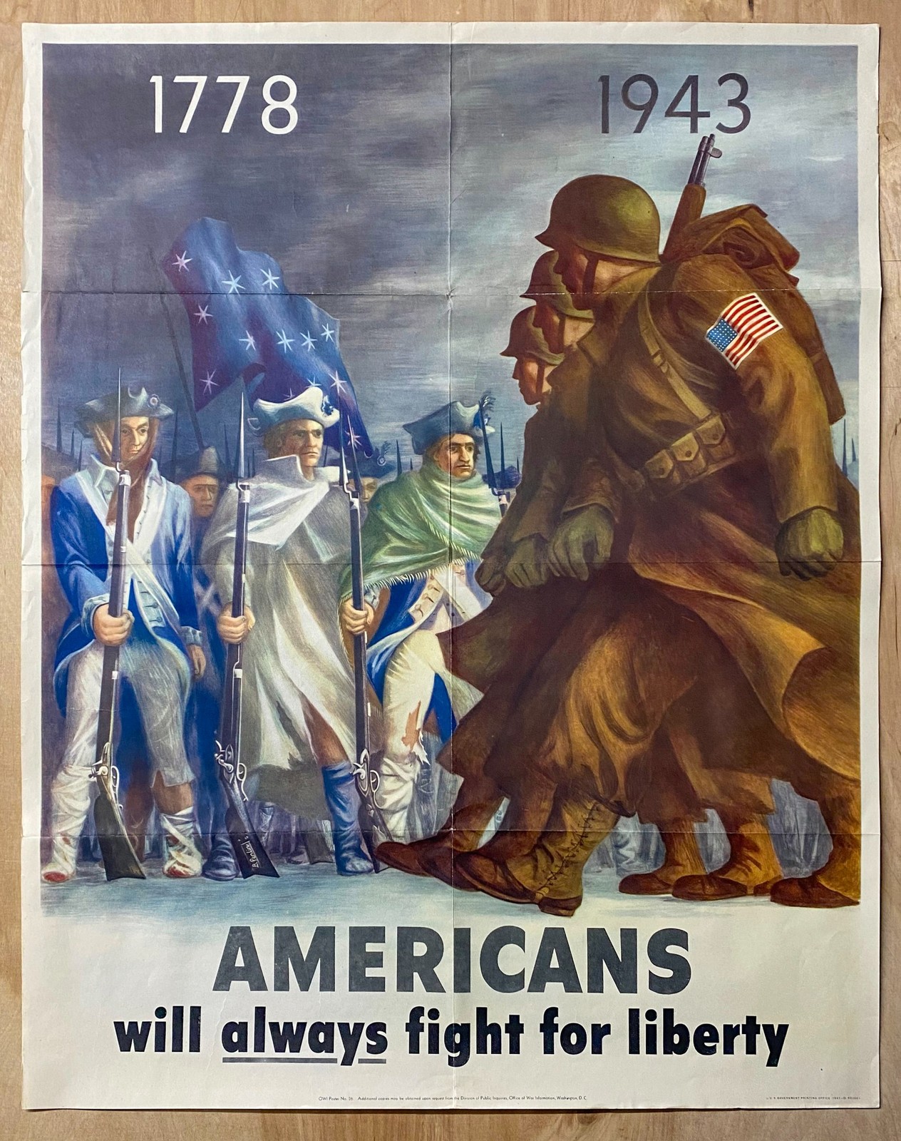 1778-1943 Americans Will Always Fight For Liberty Poster Bernard Perlin Original