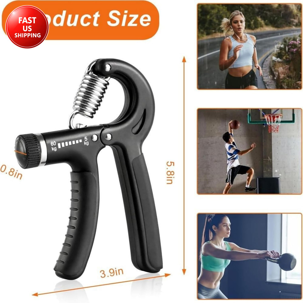 2 Pack Grip Strength Trainer, Hand Grip Exerciser Strengthener with Adjustable R
