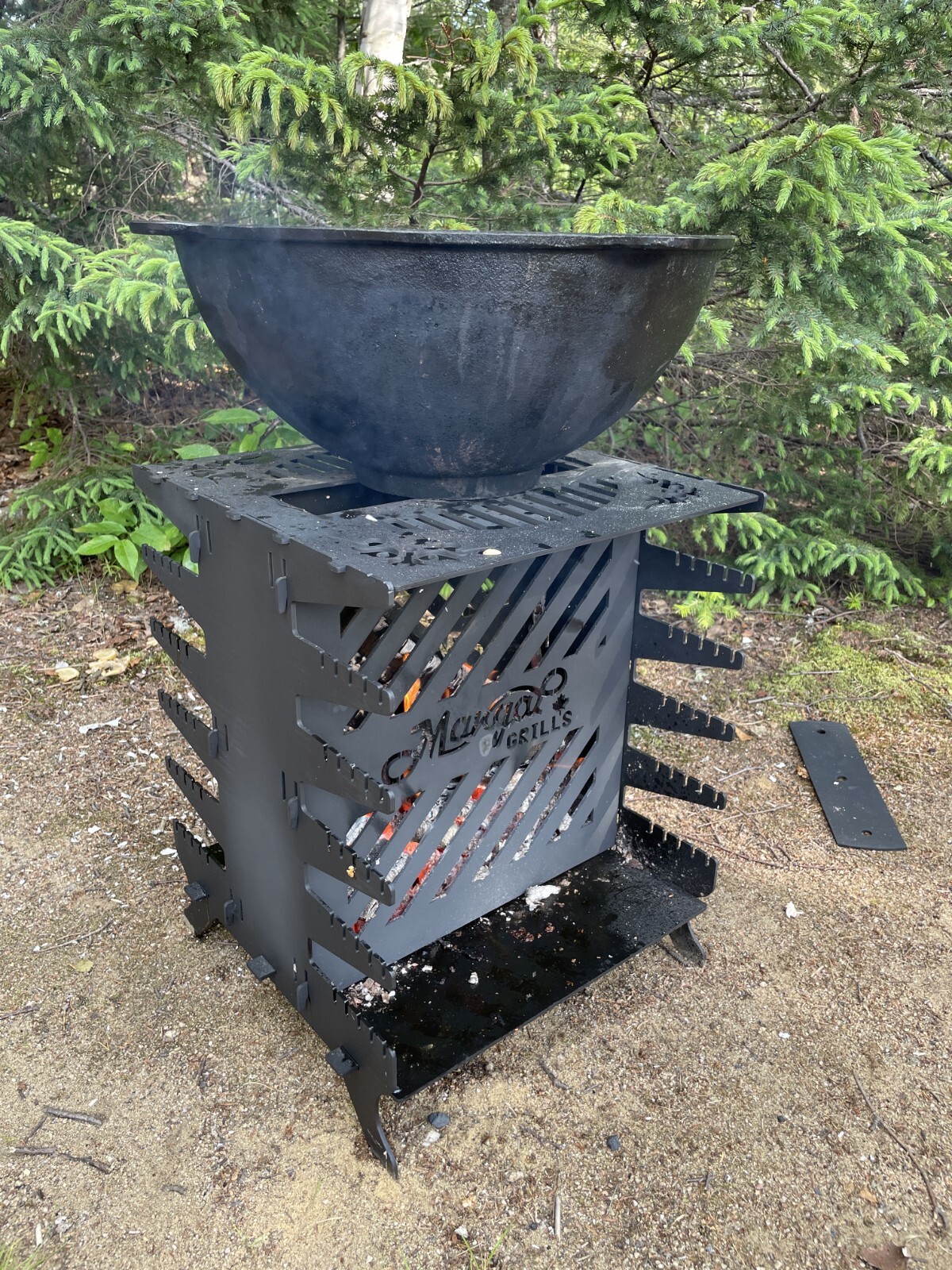 Vertical Charcoal Grill Kebab BBQ Portable Mangal 10 FREE Skewers Heavy Duty 4mm