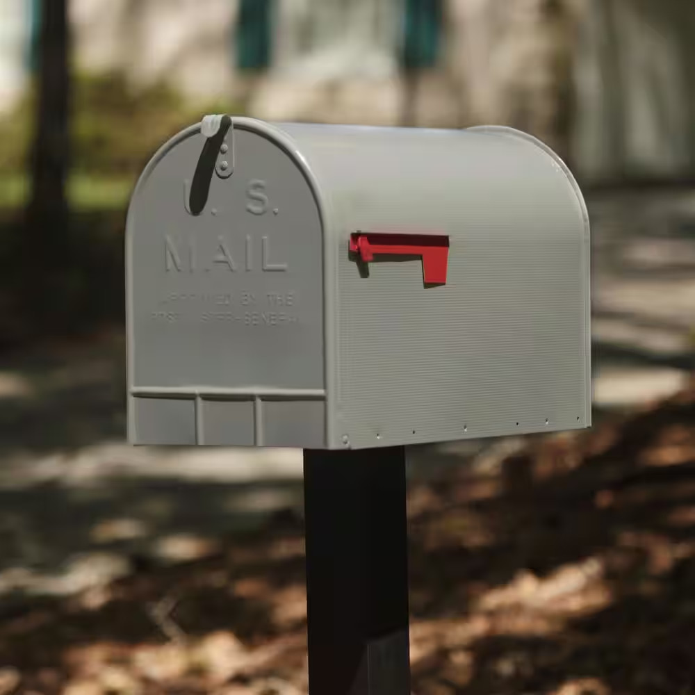 Stanley Gray Extra Large Steel Post Mount Mailbox