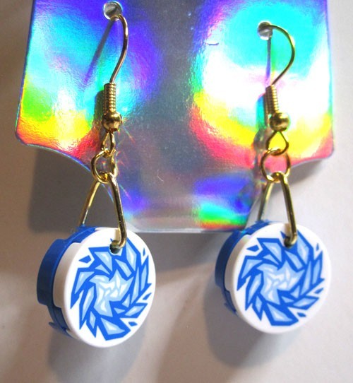 LEGO Loop 2x2 Round Tile Earrings - Crystal Blue Pattern - (2 Pieces)
