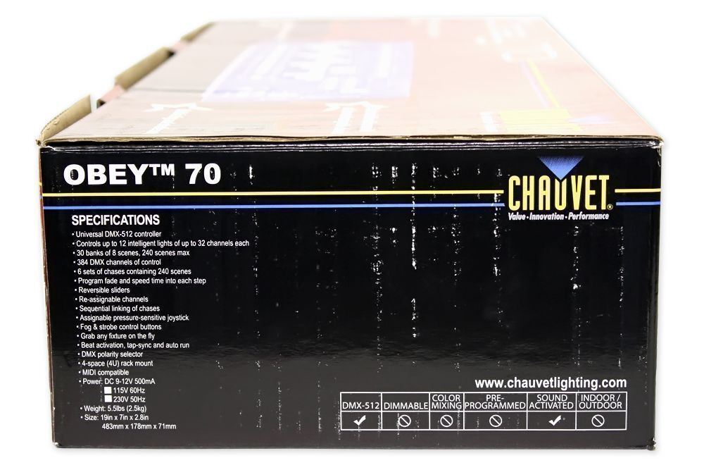 Chauvet DJ OBEY 70 DMX Controller+Pressure Sensitive Joystick+Bluetooth Speaker