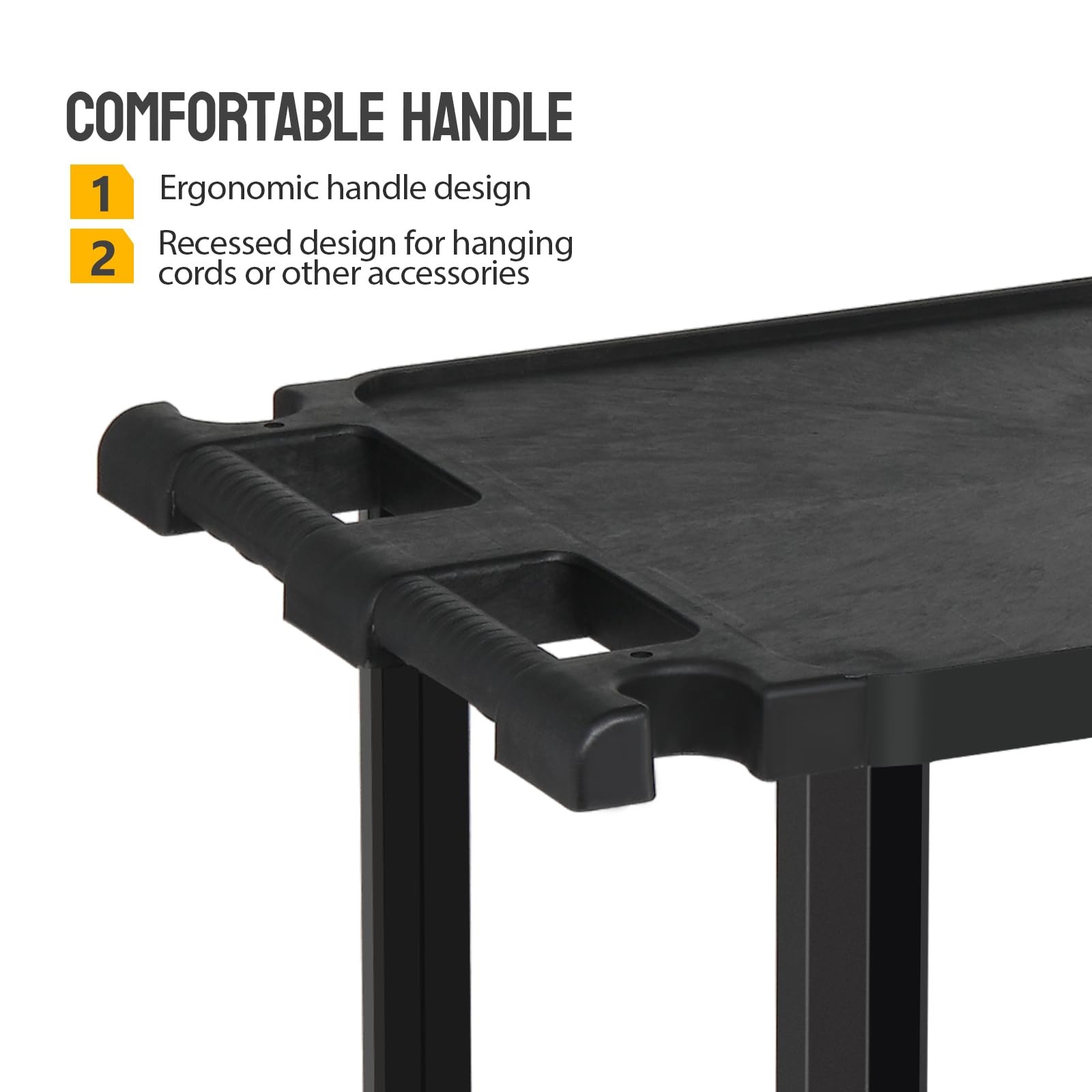 3-Tier Plastic Service Utility Cart, Rolling Flat Cart with Wheels,Black