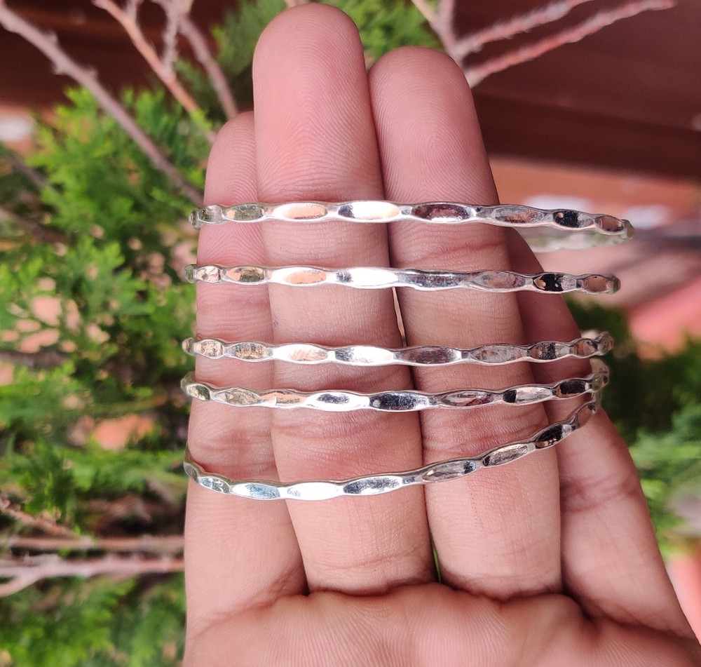 Unique Silver Bangle Set! Amazing Solid 925 Sterling Silver Bangle set! MK*