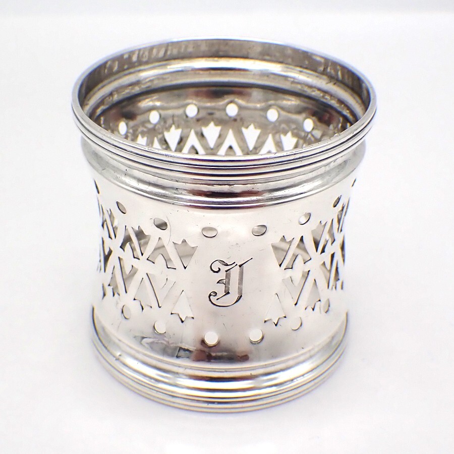 Open Work Napkin Ring Gorham Sterling Silver Mono J