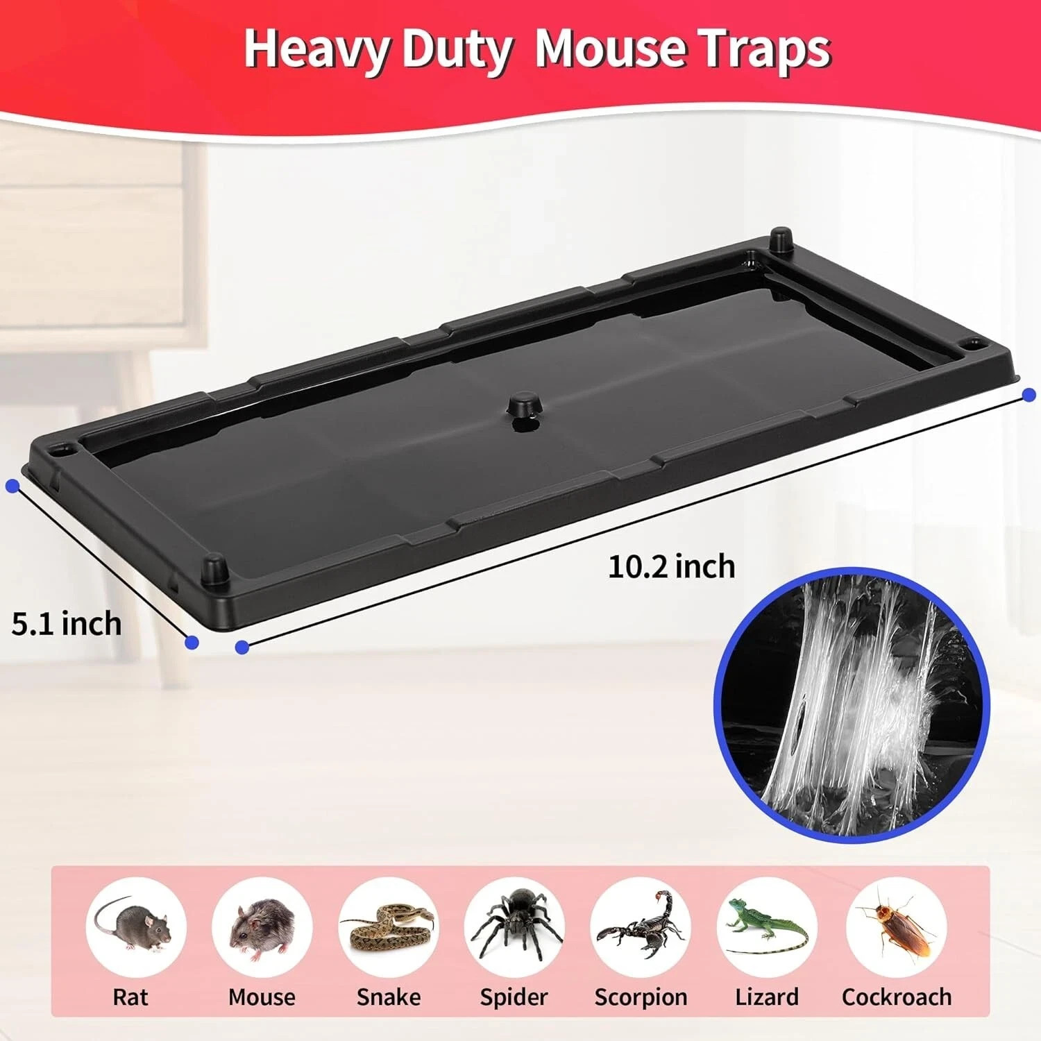48 Pack Large Glue Traps, Pre-Baited Heavy Duty Non-Toxic Bulk Glue Mouse Traps