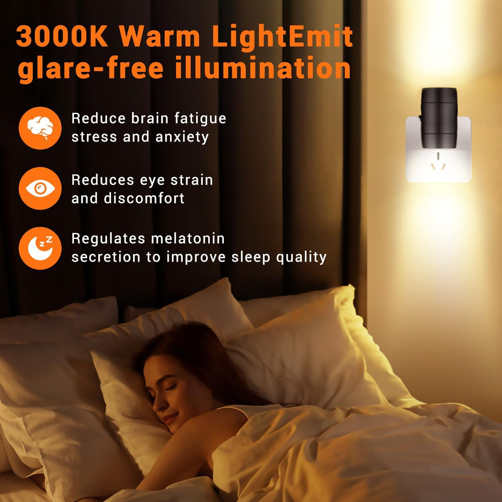 Night Light Plug In, Sensor Night Light Rotatable Adjustable with 270°, Auto Dus