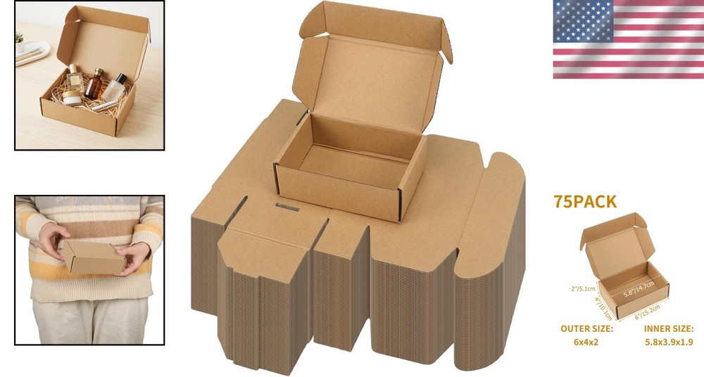Small Business Packaging Boxes - 75 Pack 6x4x2 Inch