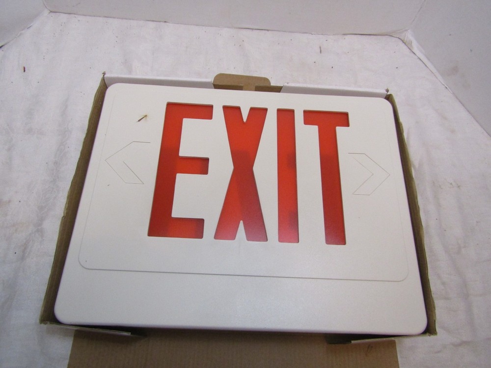 Emergency Exit Lighting Fixture LED Battery Backup Remote Capable Red NIB