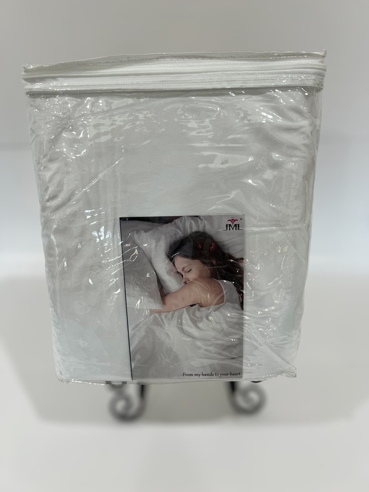 JML White 100% Polyester Waterproof Soft Microfiber Mattress Protector Queen Bed