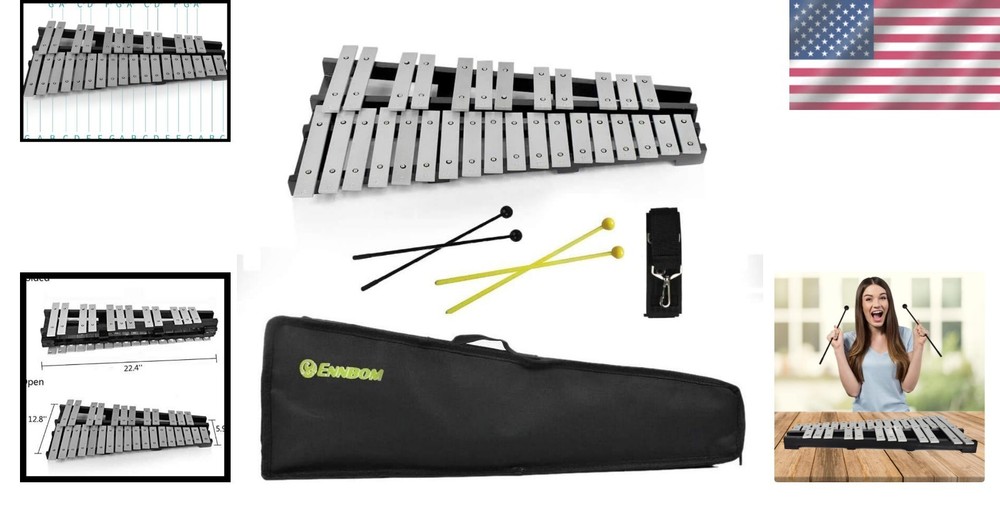 30-Note Foldable Glockenspiel Xylophone Percussion Set